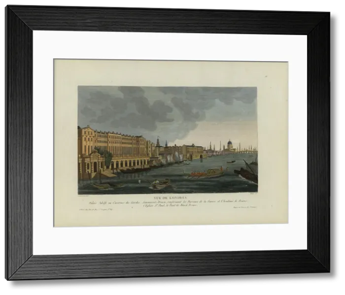 Framed Print : Vue de Londres, palais Adelfi ou caserne des Gardes Somerset House, renfermant les... 1817-1824. Creator: Courvoisier-Voisin, Henri (1757-1830) Framed Print : Vue de Londres, palais Adelfi ou caserne des Gardes Somerset House, renfermant les... 1817-1824. Creator: Courvoisier-Voisin, Henri (1757-1830)