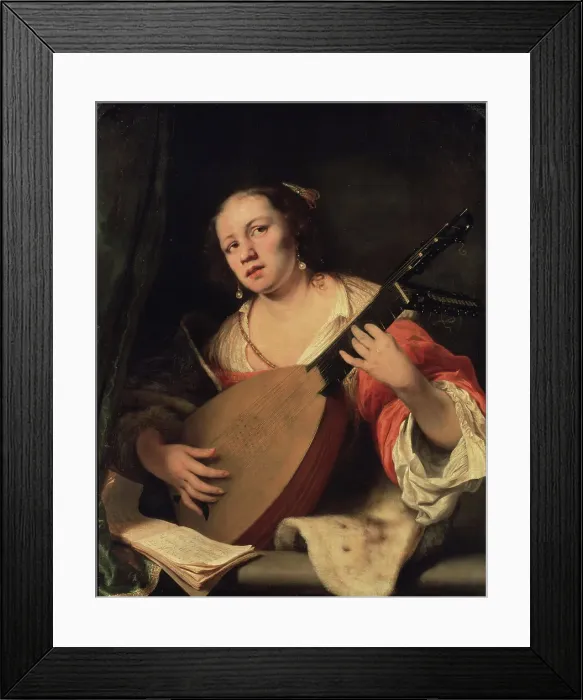 Framed Print : A Lady Playing the Lute, 1654. Creator: Ferdinand Bol Framed Print : A Lady Playing the Lute, 1654. Creator: Ferdinand Bol
