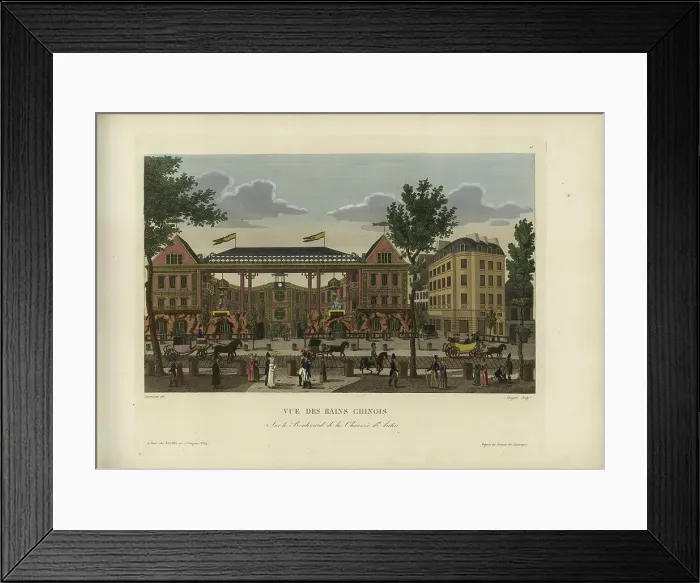 Framed Print : Vue des Bains chinois, sur le boulevard de la Chaussée d'Antin, 1817-1824. Creator: Courvoisier-Voisin, Henri (1757-1830) Framed Print : Vue des Bains chinois, sur le boulevard de la Chaussée d'Antin, 1817-1824. Creator: Courvoisier-Voisin, Henri (1757-1830)