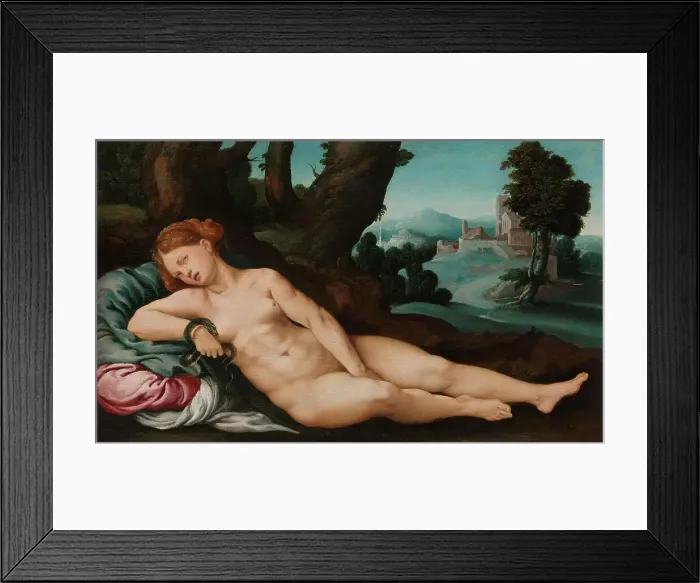 Framed Print : The Dying Cleopatra, c.1520-c.1524. Creator: Jan van Scorel Framed Print : The Dying Cleopatra, c.1520-c.1524. Creator: Jan van Scorel