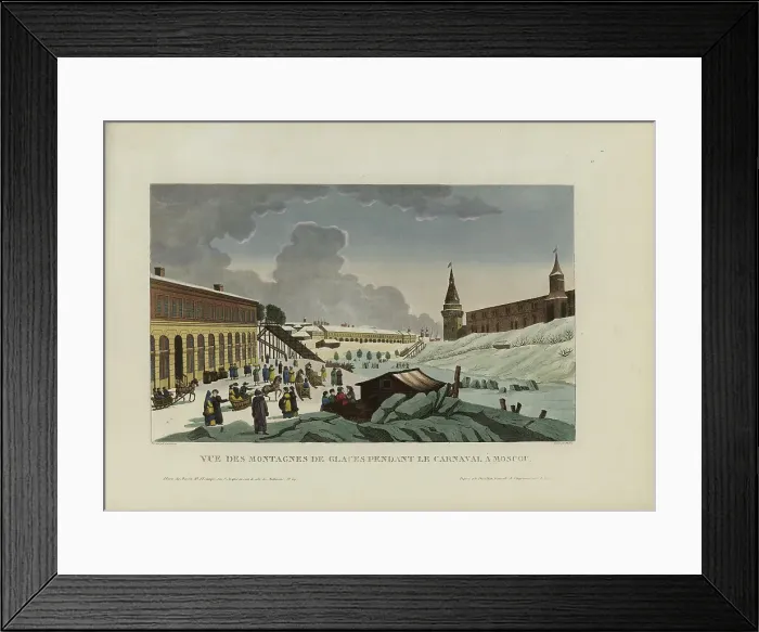 Framed Print : Vue des montagnes de glace pendant le carnaval à Moscou, 1817-1824. Creator: Courvoisier-Voisin, Henri (1757-1830) Framed Print : Vue des montagnes de glace pendant le carnaval à Moscou, 1817-1824. Creator: Courvoisier-Voisin, Henri (1757-1830)