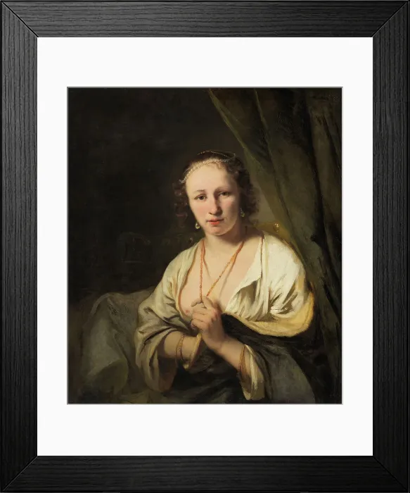 Framed Print : Women with Pearls in her Hair, c.1653. Creator: Ferdinand Bol Framed Print : Women with Pearls in her Hair, c.1653. Creator: Ferdinand Bol