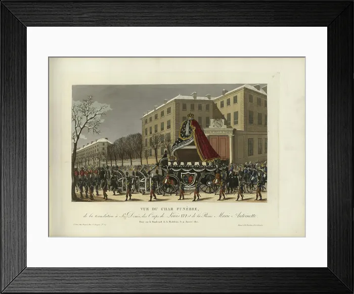Framed Print : Vue du char funèbre de la translation à Saint-Denis des corps de Louis XVI et de la... 1817-1824. Creator: Courvoisier-Voisin, Henri (1757-1830) Framed Print : Vue du char funèbre de la translation à Saint-Denis des corps de Louis XVI et de la... 1817-1824. Creator: Courvoisier-Voisin, Henri (1757-1830)
