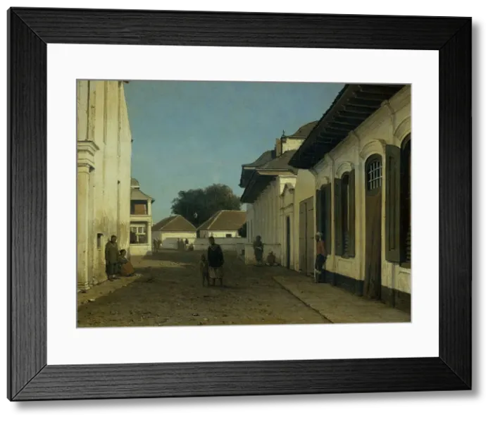 Framed Print : A street in the old part of Batavia, c.1860-c.1880. Creator: Jan Weissenbruch Framed Print : A street in the old part of Batavia, c.1860-c.1880. Creator: Jan Weissenbruch