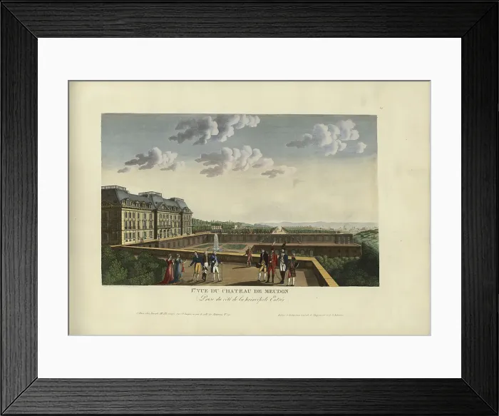 Framed Print : Vue du château de Meudon, prise du côté de la principale entrée, 1817-1824. Creator: Courvoisier-Voisin, Henri (1757-1830) Framed Print : Vue du château de Meudon, prise du côté de la principale entrée, 1817-1824. Creator: Courvoisier-Voisin, Henri (1757-1830)