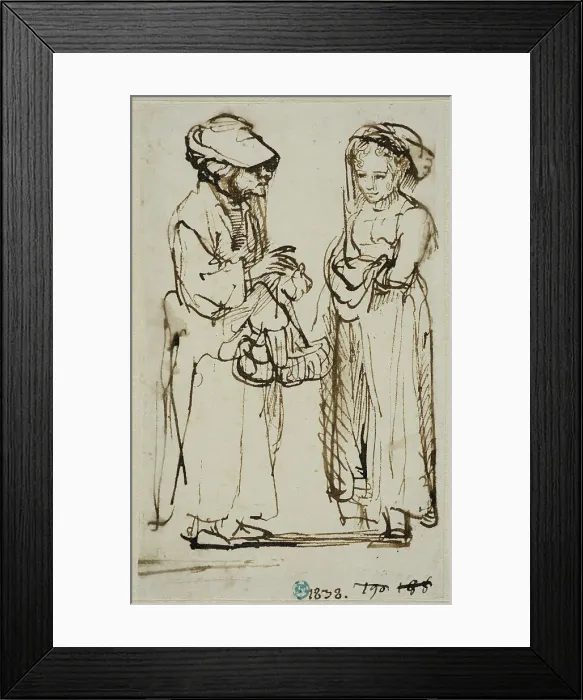 Framed Print : An old and a young woman are conversing. Creator: Ferdinand Bol Framed Print : An old and a young woman are conversing. Creator: Ferdinand Bol