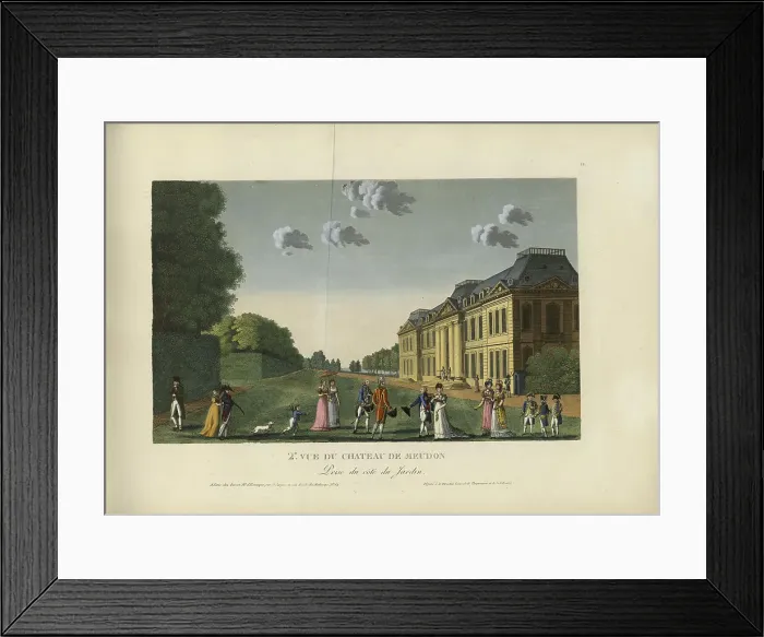 Framed Print : Vue du château de Meudon, prise du côté du jardin, 1817-1824. Creator: Courvoisier-Voisin, Henri (1757-1830) Framed Print : Vue du château de Meudon, prise du côté du jardin, 1817-1824. Creator: Courvoisier-Voisin, Henri (1757-1830)