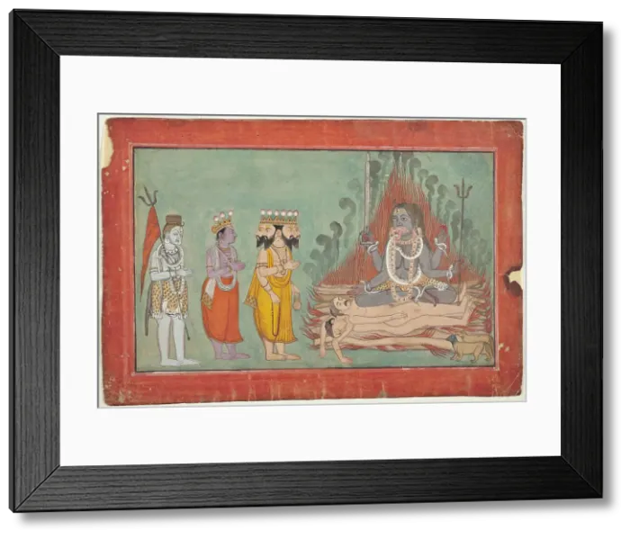 Framed Print : Shiva, Vishnu, and Brahma Adoring Kali (image 1 of 7), c1740. Creator: Unknown Framed Print : Shiva, Vishnu, and Brahma Adoring Kali (image 1 of 7), c1740. Creator: Unknown