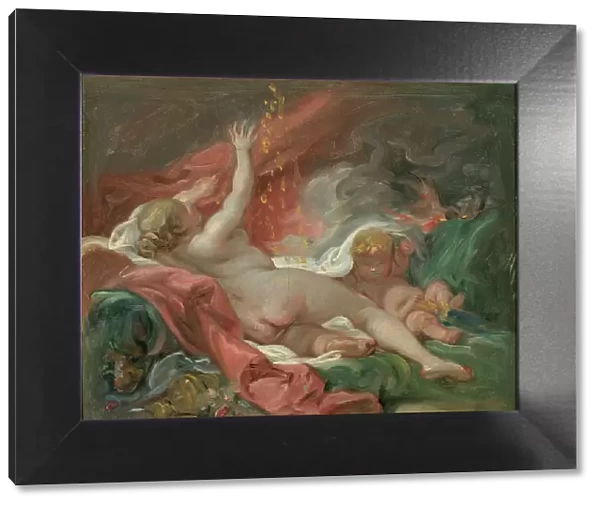 Danaë and the Shower of Gold. Study, mid-late 18th century. Creator: Francois Boucher