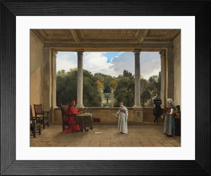 Framed Print : Audience with Cardinal Aldobrandini in the Loggia of the Villa Belvedere in Frascati, 1822-1823. Creator: Francois-Marius Granet Framed Print : Audience with Cardinal Aldobrandini in the Loggia of the Villa Belvedere in Frascati, 1822-1823. Creator: Francois-Marius Granet