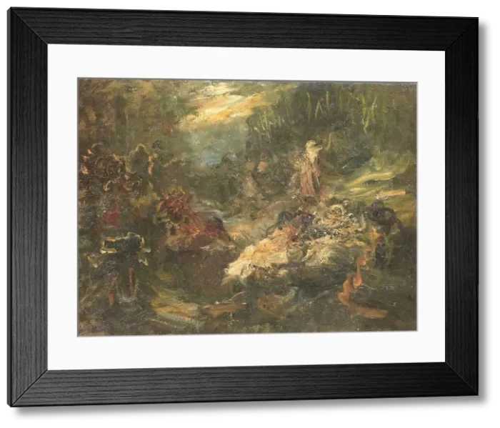 Framed Print : The forest preacher, 1880-1905. Creator: Jan Zürcher Framed Print : The forest preacher, 1880-1905. Creator: Jan Zürcher