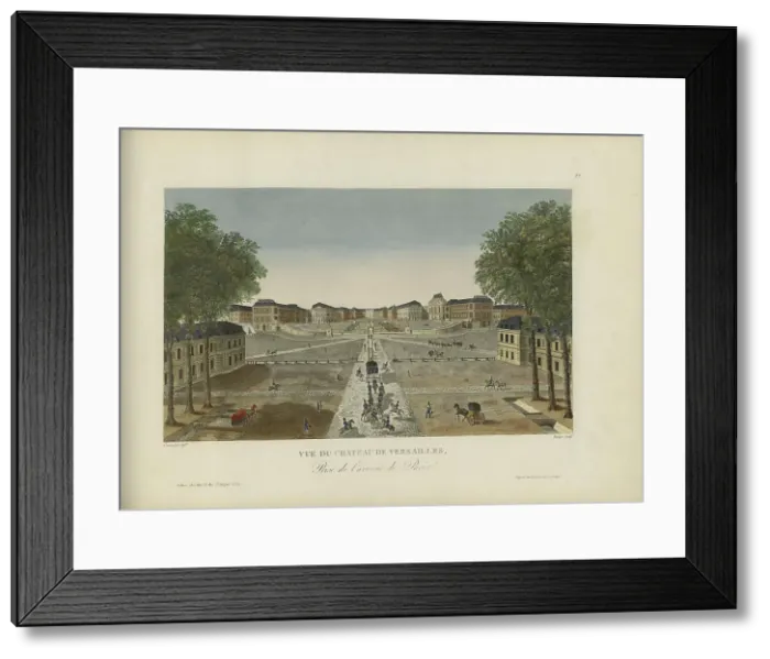 Framed Print : Vue du château de Versailles, prise de l'avenue de Paris, 1817-1824. Creator: Courvoisier-Voisin, Henri (1757-1830) Framed Print : Vue du château de Versailles, prise de l'avenue de Paris, 1817-1824. Creator: Courvoisier-Voisin, Henri (1757-1830)