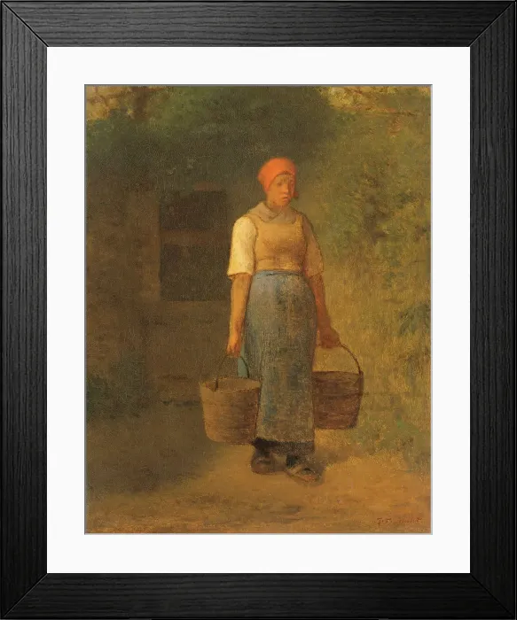 Framed Print : Girl carrying Water, c.1855-1860. Creator: Jean Francois Millet Framed Print : Girl carrying Water, c.1855-1860. Creator: Jean Francois Millet