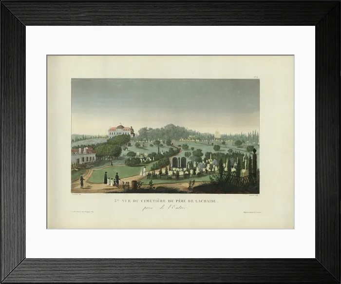 Framed Print : Vue du cimetière du Père de Lachaise prise de l'entrée, 1817-1824. Creator: Courvoisier-Voisin, Henri (1757-1830) Framed Print : Vue du cimetière du Père de Lachaise prise de l'entrée, 1817-1824. Creator: Courvoisier-Voisin, Henri (1757-1830)