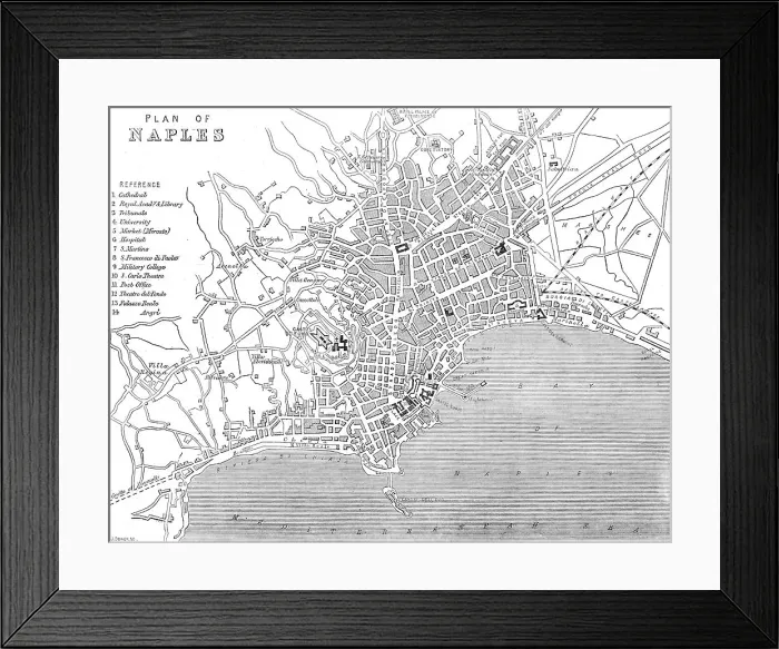 Framed Print : Plan of Naples, 1860. Creator: John Dower Framed Print : Plan of Naples, 1860. Creator: John Dower