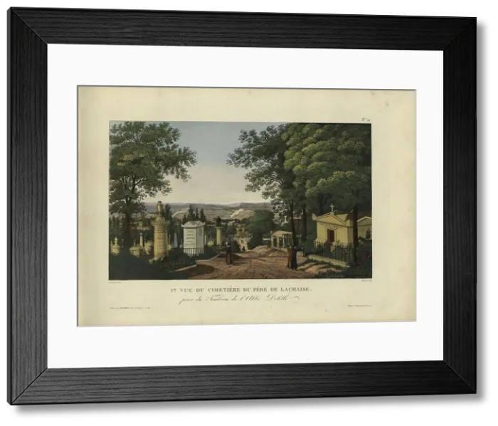 Framed Print : Vue du cimetière du Père de Lachaise, prise du tombeau de l'abbé Delille, 1817-1824. Creator: Courvoisier-Voisin, Henri (1757-1830) Framed Print : Vue du cimetière du Père de Lachaise, prise du tombeau de l'abbé Delille, 1817-1824. Creator: Courvoisier-Voisin, Henri (1757-1830)
