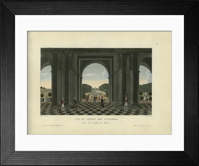 Framed Print : Vue du jardin des Tuileries, prise du vestibule du Palais, 1817-1824. Creator: Courvoisier-Voisin, Henri (1757-1830) Framed Print : Vue du jardin des Tuileries, prise du vestibule du Palais, 1817-1824. Creator: Courvoisier-Voisin, Henri (1757-1830)