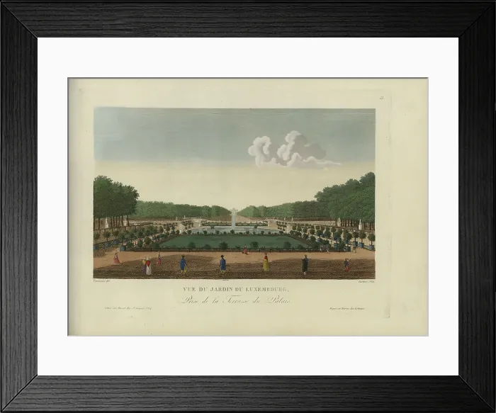 Framed Print : Vue du jardin du Luxembourg, prise de la terrasse du Palais, 1817-1824. Creator: Courvoisier-Voisin, Henri (1757-1830) Framed Print : Vue du jardin du Luxembourg, prise de la terrasse du Palais, 1817-1824. Creator: Courvoisier-Voisin, Henri (1757-1830)