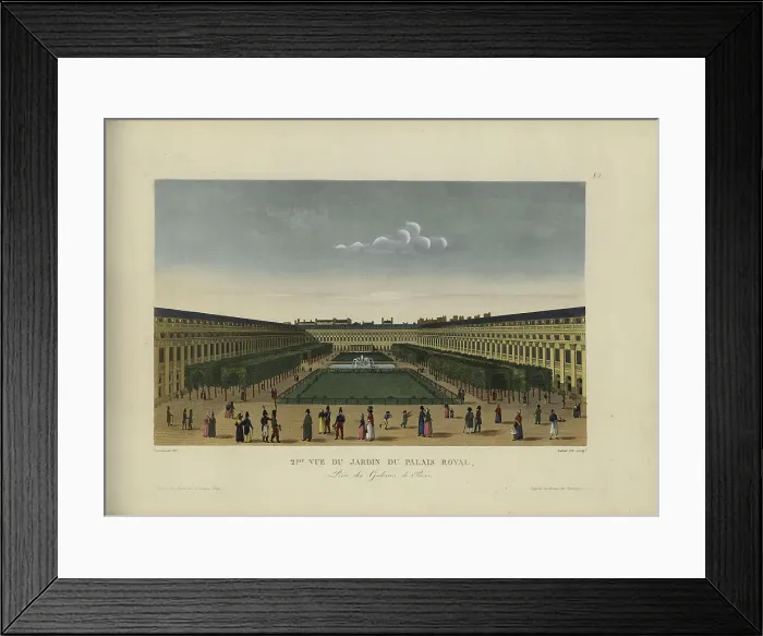 Framed Print : Vue du jardin du Palais-Royal, prise des galeries de bois, 1817-1824. Creator: Courvoisier-Voisin, Henri (1757-1830) Framed Print : Vue du jardin du Palais-Royal, prise des galeries de bois, 1817-1824. Creator: Courvoisier-Voisin, Henri (1757-1830)