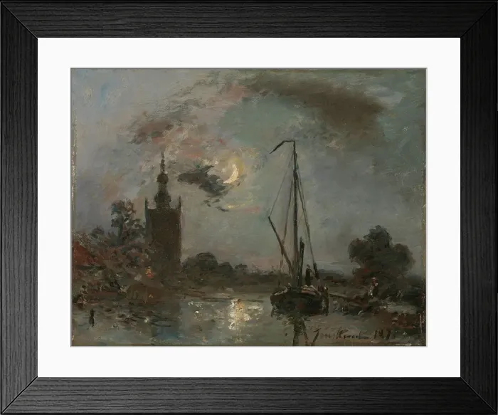 Framed Print : Overschie in the Moonlight, 1871. Creator: Johan Barthold Jongkind Framed Print : Overschie in the Moonlight, 1871. Creator: Johan Barthold Jongkind