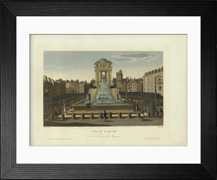 Framed Print : Vue du marché et de la fontaine des Innocents, 1817-1824. Creator: Courvoisier-Voisin, Henri (1757-1830) Framed Print : Vue du marché et de la fontaine des Innocents, 1817-1824. Creator: Courvoisier-Voisin, Henri (1757-1830)
