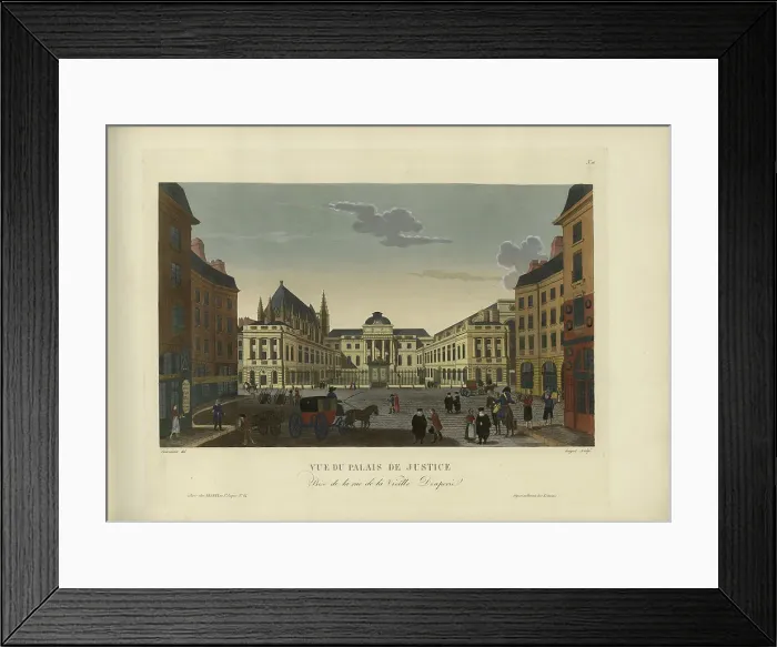 Framed Print : Vue du Palais de justice, prise de la rue de la Vieille-Draperie, 1817-1824. Creator: Courvoisier-Voisin, Henri (1757-1830) Framed Print : Vue du Palais de justice, prise de la rue de la Vieille-Draperie, 1817-1824. Creator: Courvoisier-Voisin, Henri (1757-1830)