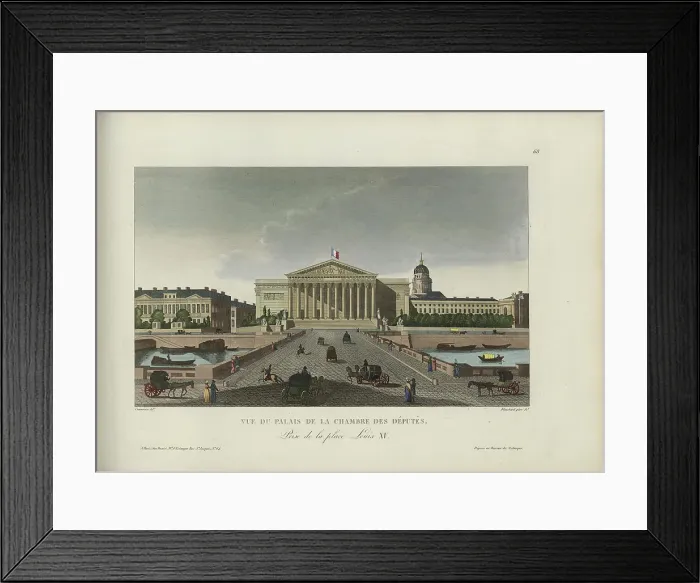 Framed Print : Vue du Palais de la Chambre des Députés, Prise de la Place Louis XV, 1817-1824. Creator: Courvoisier-Voisin, Henri (1757-1830) Framed Print : Vue du Palais de la Chambre des Députés, Prise de la Place Louis XV, 1817-1824. Creator: Courvoisier-Voisin, Henri (1757-1830)