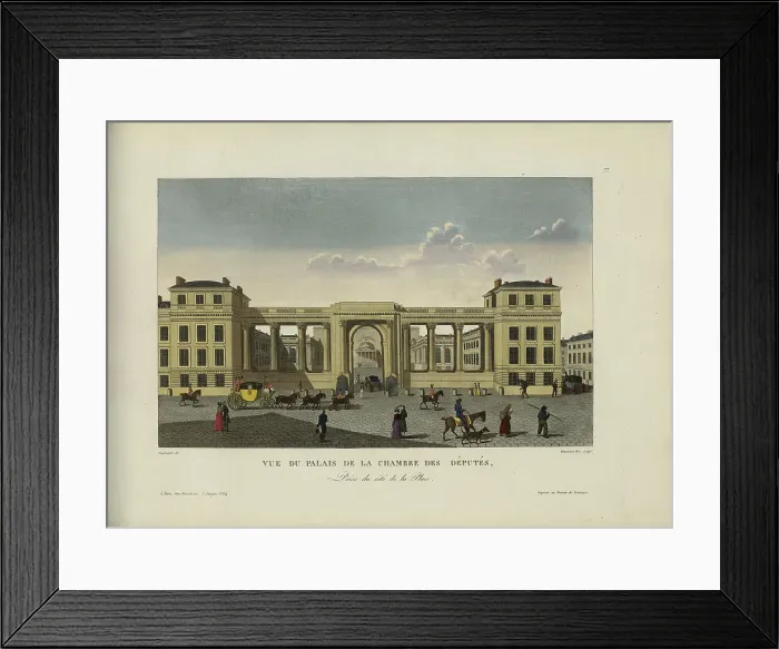 Framed Print : Vue du palais de la Chambre des députés, prise du côté de la place, 1817-1824. Creator: Courvoisier-Voisin, Henri (1757-1830) Framed Print : Vue du palais de la Chambre des députés, prise du côté de la place, 1817-1824. Creator: Courvoisier-Voisin, Henri (1757-1830)