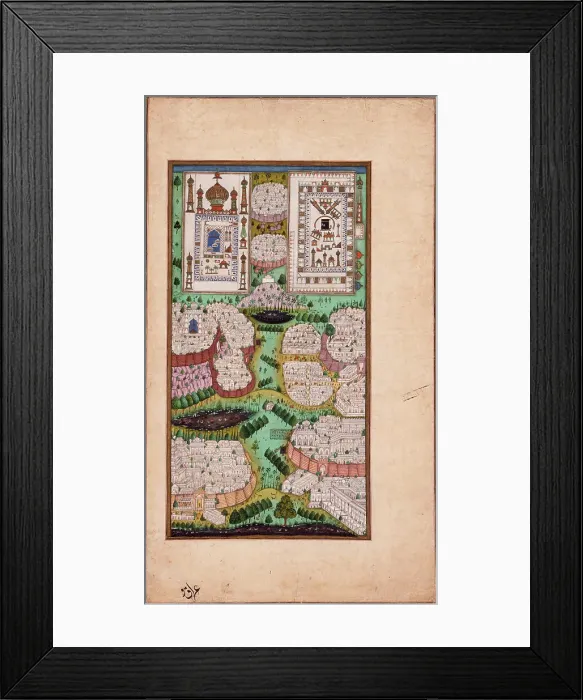 Framed Print : The Pilgrimage Cities of Arabia, Folio from a Gulshan-i Ishq (Rose Garden of Love), c1700. Creator: Unknown Framed Print : The Pilgrimage Cities of Arabia, Folio from a Gulshan-i Ishq (Rose Garden of Love), c1700. Creator: Unknown