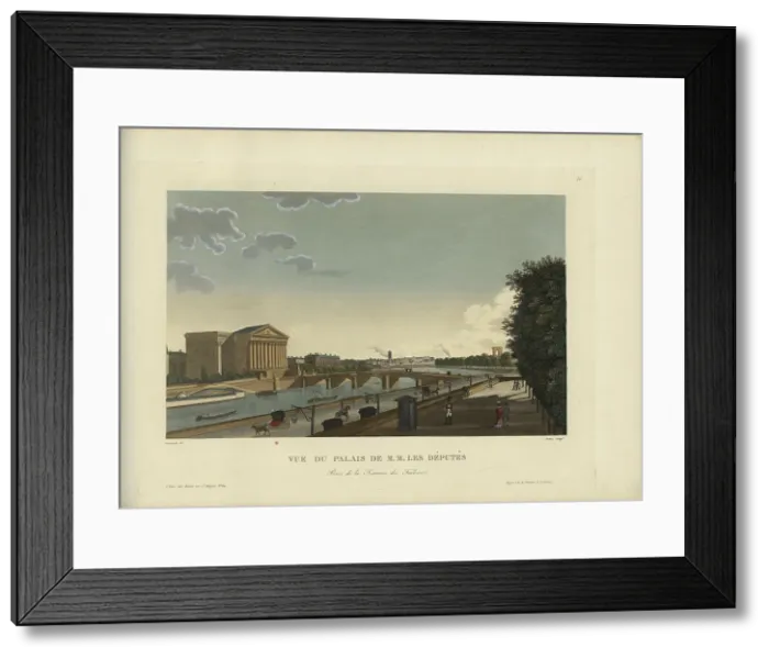 Framed Print : Vue du Palais de M.M. les députés, prise de la terrasse des Tuileries, 1817-1824. Creator: Courvoisier-Voisin, Henri (1757-1830) Framed Print : Vue du Palais de M.M. les députés, prise de la terrasse des Tuileries, 1817-1824. Creator: Courvoisier-Voisin, Henri (1757-1830)