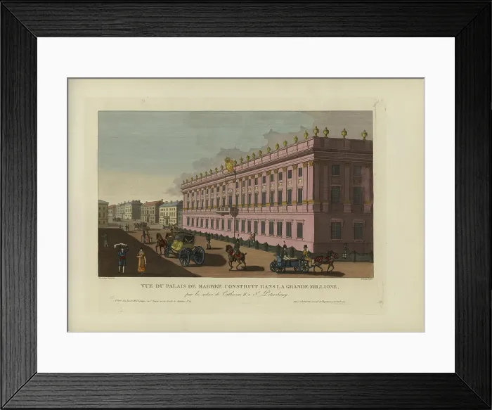 Framed Print : Vue du palais de marbre, construit dans la Grande Millione, par les ordres de Catherine... 1817-24. Creator: Courvoisier-Voisin, Henri (1757-1830) Framed Print : Vue du palais de marbre, construit dans la Grande Millione, par les ordres de Catherine... 1817-24. Creator: Courvoisier-Voisin, Henri (1757-1830)