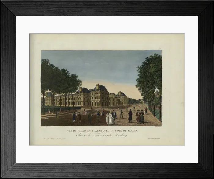 Framed Print : Vue du palais du Luxembourg du côté du jardin, prise de la terrasse du Petit-Luxembourg, 1817-1824. Creator: Courvoisier-Voisin, Henri (1757-1830) Framed Print : Vue du palais du Luxembourg du côté du jardin, prise de la terrasse du Petit-Luxembourg, 1817-1824. Creator: Courvoisier-Voisin, Henri (1757-1830)