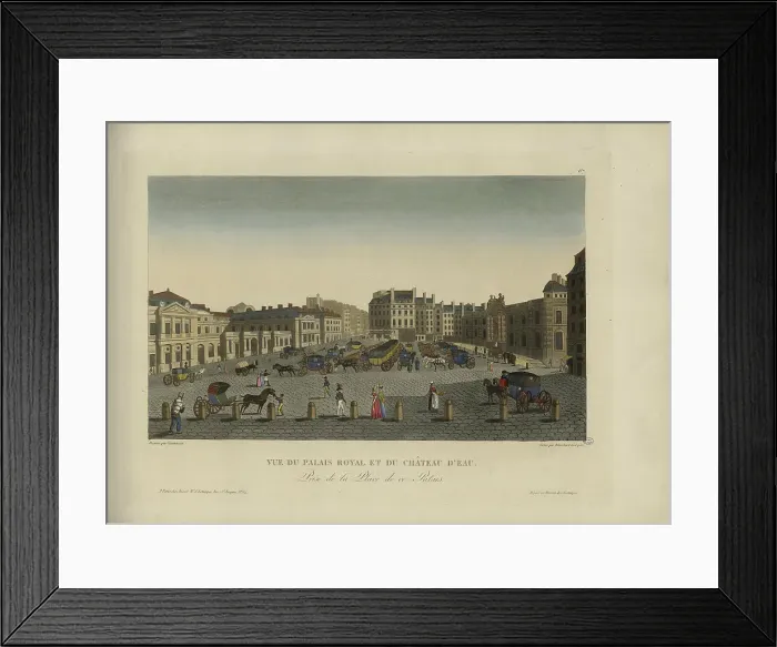 Framed Print : Vue du Palais-Royal et du château d'eau, prise de la place de ce palais, 1817-1824. Creator: Courvoisier-Voisin, Henri (1757-1830) Framed Print : Vue du Palais-Royal et du château d'eau, prise de la place de ce palais, 1817-1824. Creator: Courvoisier-Voisin, Henri (1757-1830)