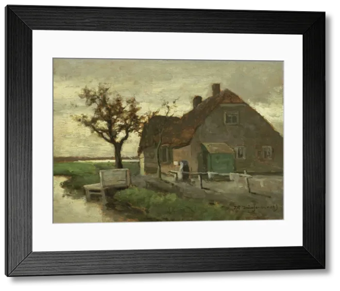 Framed Print : Farmhouse on a canal, 1870-1903. Creator: Jan Hendrik Weissenbruch Framed Print : Farmhouse on a canal, 1870-1903. Creator: Jan Hendrik Weissenbruch