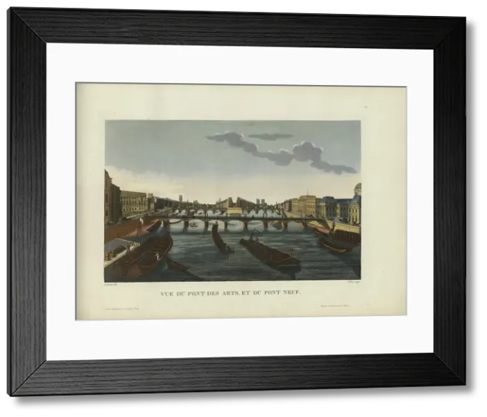 Framed Print : Vue du Pont des arts et du Pont-Neuf, 1817-1824. Creator: Courvoisier-Voisin, Henri (1757-1830) Framed Print : Vue du Pont des arts et du Pont-Neuf, 1817-1824. Creator: Courvoisier-Voisin, Henri (1757-1830)