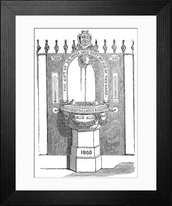 Framed Print : New drinking-fountain in Fleet Street, 1860. Creator: Unknown Framed Print : New drinking-fountain in Fleet Street, 1860. Creator: Unknown