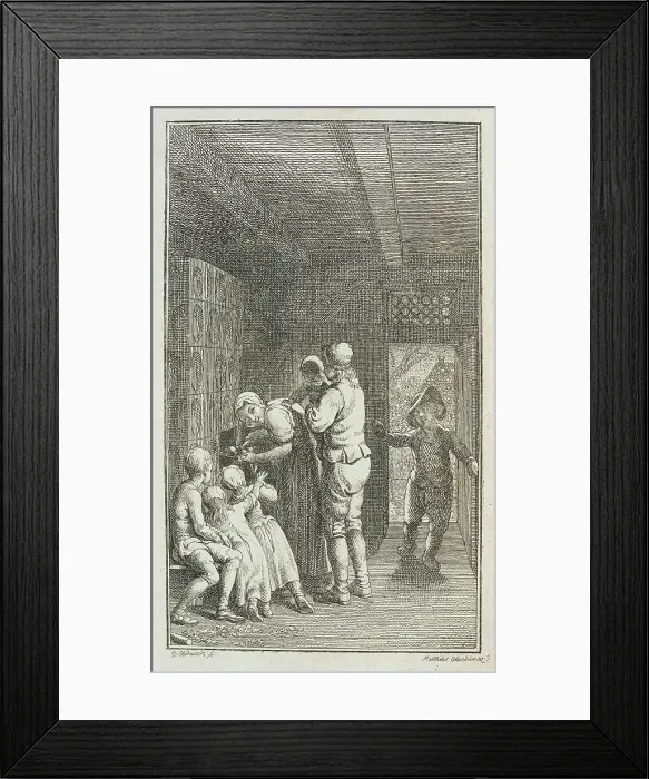 Framed Print : Illustration for Paul Erdmans Fest Wandsbecher Messenger from M. Claudius, 1783. Creator: Daniel Nikolaus Chodowiecki Framed Print : Illustration for Paul Erdmans Fest Wandsbecher Messenger from M. Claudius, 1783. Creator: Daniel Nikolaus Chodowiecki