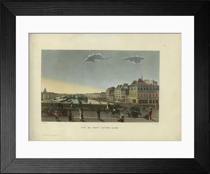 Framed Print : Vue du Pont Notre-Dame, 1817-1824. Creator: Courvoisier-Voisin, Henri (1757-1830) Framed Print : Vue du Pont Notre-Dame, 1817-1824. Creator: Courvoisier-Voisin, Henri (1757-1830)