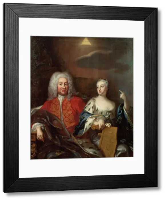 Framed Print : Fredrik I, 1676-1751, King of Sweden and his wife Ulrika Eleonora d.y.1688-1741, Queen of... 1733. Creator: Georg Engelhard Schroder Framed Print : Fredrik I, 1676-1751, King of Sweden and his wife Ulrika Eleonora d.y.1688-1741, Queen of... 1733. Creator: Georg Engelhard Schroder