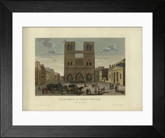 Framed Print : Vue du portail de l'église Notre-Dame, prise du parvis, 1817-1824. Creator: Courvoisier-Voisin, Henri (1757-1830) Framed Print : Vue du portail de l'église Notre-Dame, prise du parvis, 1817-1824. Creator: Courvoisier-Voisin, Henri (1757-1830)
