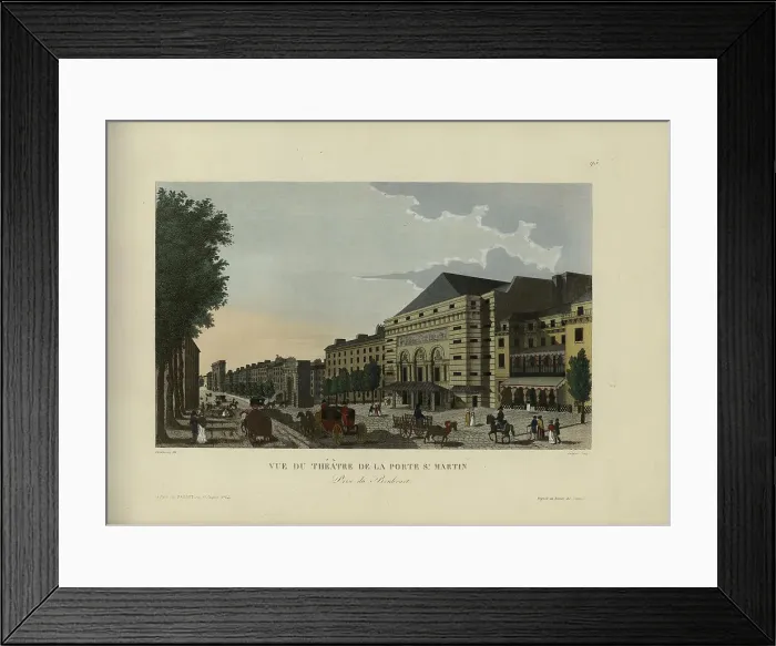 Framed Print : Vue du Théâtre de la Porte Saint-Martin, prise du boulevard, 1817-1824. Creator: Courvoisier-Voisin, Henri (1757-1830) Framed Print : Vue du Théâtre de la Porte Saint-Martin, prise du boulevard, 1817-1824. Creator: Courvoisier-Voisin, Henri (1757-1830)