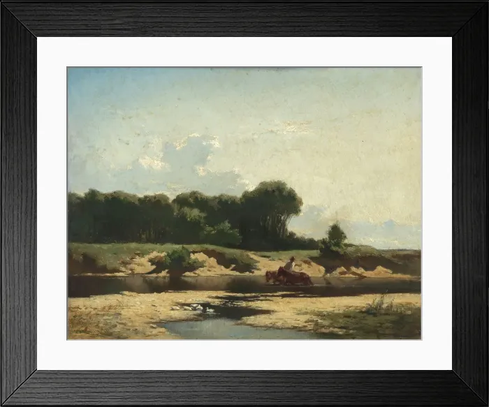 Framed Print : Horses at a drinking place, 1858. Creator: Johann Gualbert Raffalt Framed Print : Horses at a drinking place, 1858. Creator: Johann Gualbert Raffalt