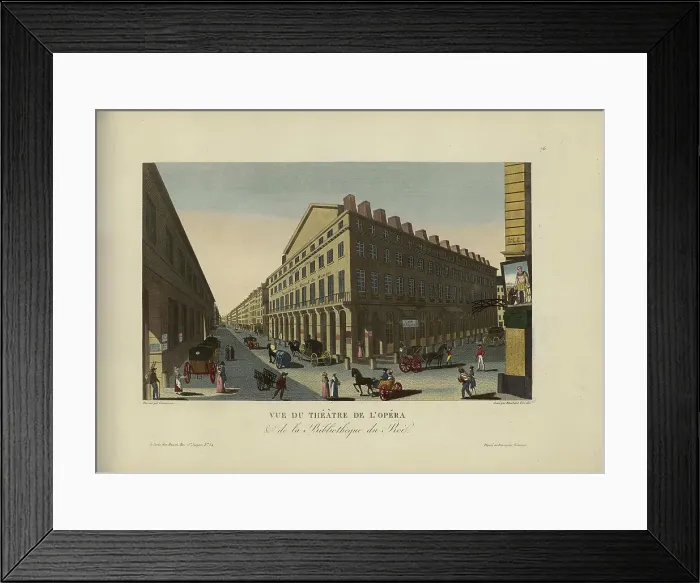 Framed Print : Vue du théâtre de l'Opéra et de la bibliothèque du roi, 1817-1824. Creator: Courvoisier-Voisin, Henri (1757-1830) Framed Print : Vue du théâtre de l'Opéra et de la bibliothèque du roi, 1817-1824. Creator: Courvoisier-Voisin, Henri (1757-1830)