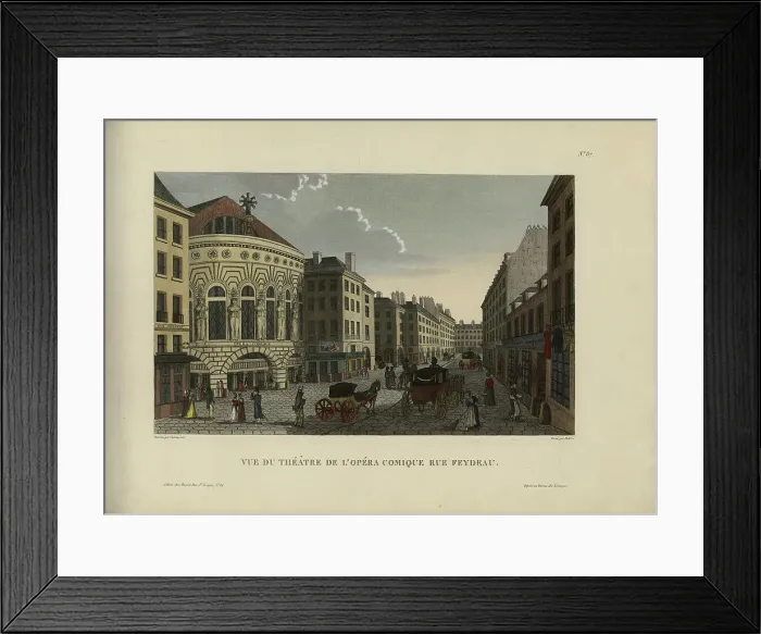 Framed Print : Vue du théâtre de l'Opéra-comique rue Feydeau, 1817-1824. Creator: Courvoisier-Voisin, Henri (1757-1830) Framed Print : Vue du théâtre de l'Opéra-comique rue Feydeau, 1817-1824. Creator: Courvoisier-Voisin, Henri (1757-1830)