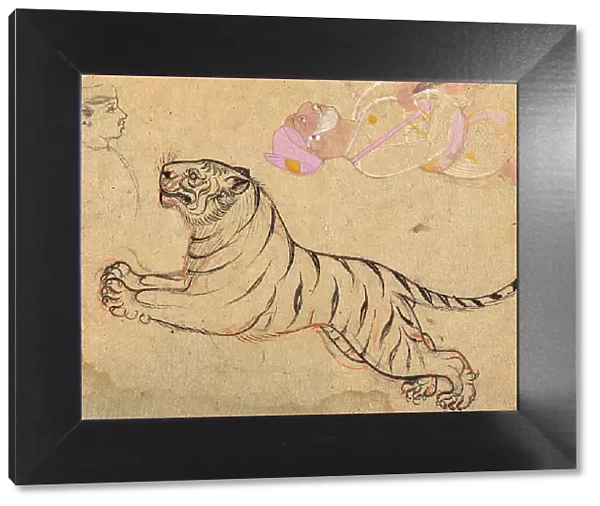 Studies of a Tiger and Two Humans, c1875. Creator: Unknown