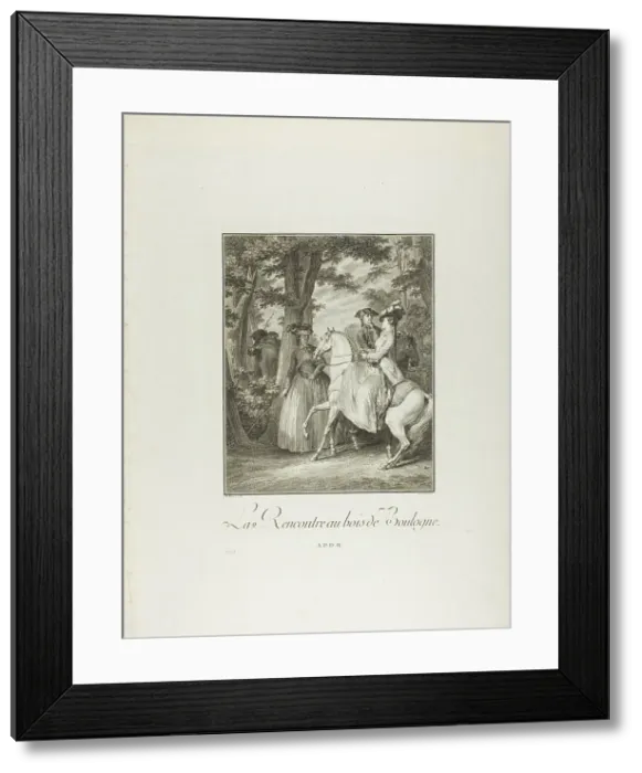 Framed Print : Meeting in the Woods of Boulogne, from Monument du Costume Physique et Moral de la... n.d. Creator: Heinrich Guttenberg Framed Print : Meeting in the Woods of Boulogne, from Monument du Costume Physique et Moral de la... n.d. Creator: Heinrich Guttenberg
