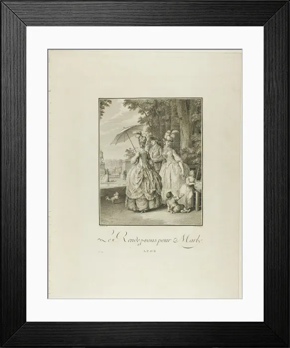 Framed Print : Rendezvous For Marly, from Monument du Costume Physique et Moral de la fin du... n.d. Creator: Heinrich Guttenberg Framed Print : Rendezvous For Marly, from Monument du Costume Physique et Moral de la fin du... n.d. Creator: Heinrich Guttenberg