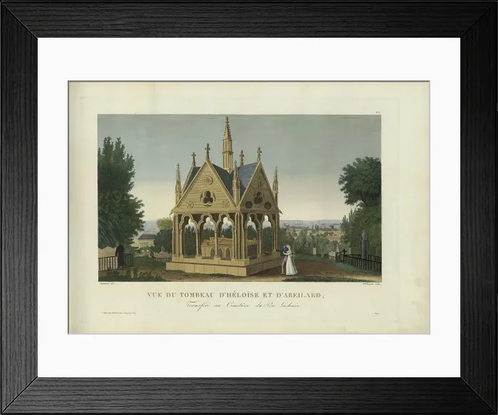 Framed Print : Vue du tombeau d'Héloïse et d'Abélard au cimetière du Père-Lachaise, 1817-1824. Creator: Courvoisier-Voisin, Henri (1757-1830) Framed Print : Vue du tombeau d'Héloïse et d'Abélard au cimetière du Père-Lachaise, 1817-1824. Creator: Courvoisier-Voisin, Henri (1757-1830)
