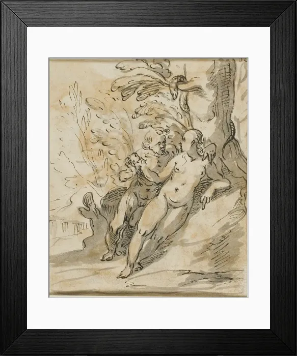 Framed Print : Adam and Eve Under a Tree (recto); Two Men in Dispute (verso), 1610 / 20 (recto); 1616 / 21 (verso). Creator: Hermann Weyer Framed Print : Adam and Eve Under a Tree (recto); Two Men in Dispute (verso), 1610 / 20 (recto); 1616 / 21 (verso). Creator: Hermann Weyer