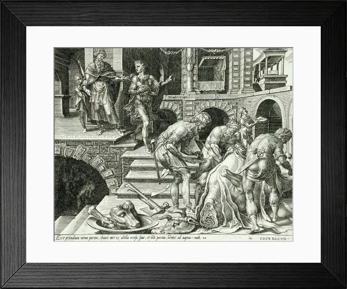 Framed Print : The Preparation of the Banquet and the King Sending out His Servants to Invite Guests, 1559. Creator: Dirck Volkertsen Coornhert Framed Print : The Preparation of the Banquet and the King Sending out His Servants to Invite Guests, 1559. Creator: Dirck Volkertsen Coornhert